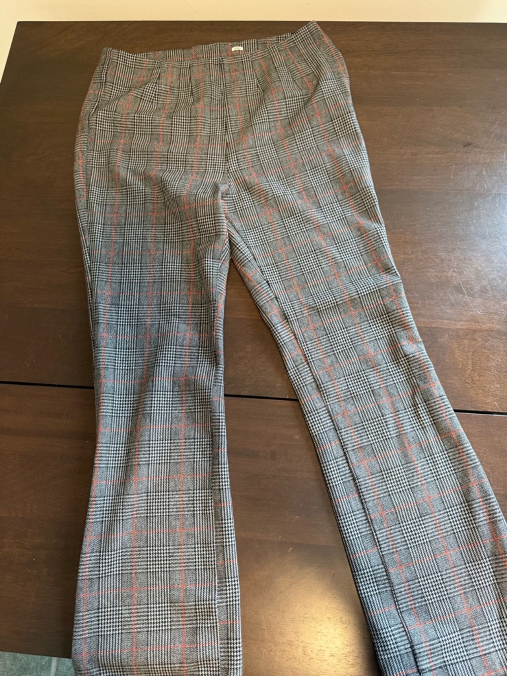 Free People Plaid Stretch Trouser Pants with Subtle Red Windowpane